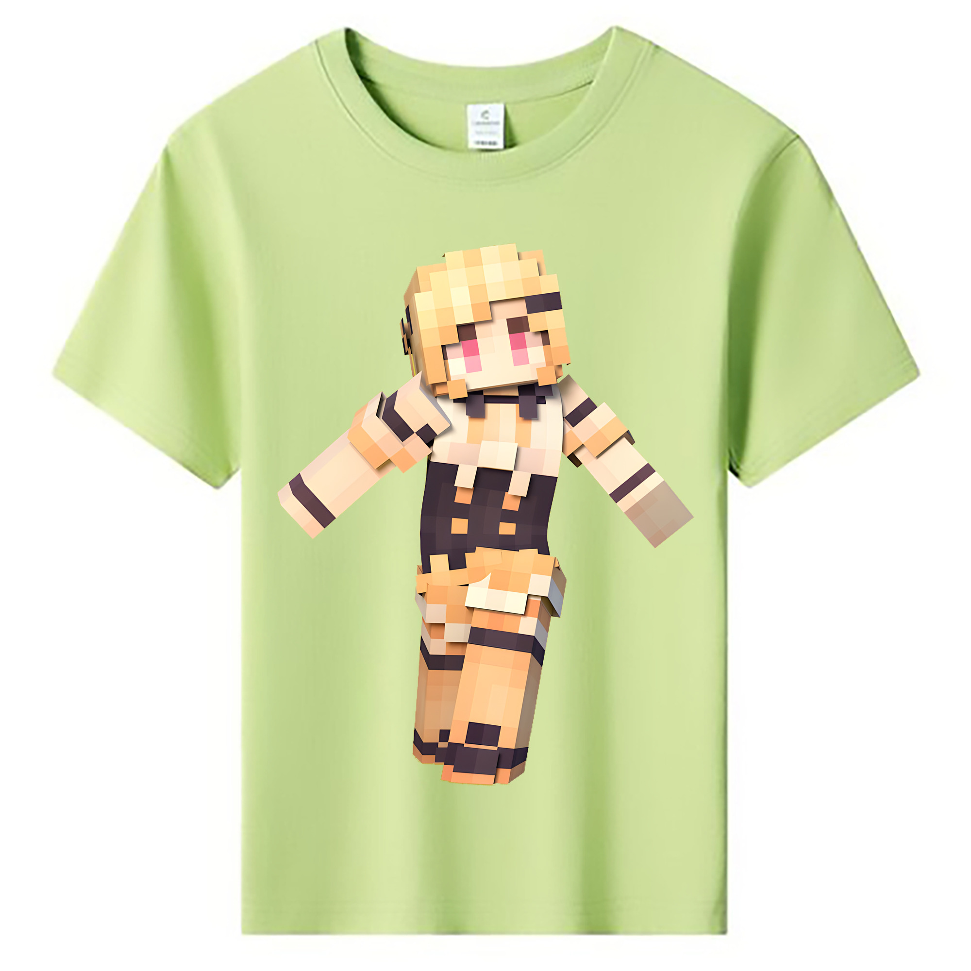 （画像用） マインクラフト ブロックの世界 Minecraft MC Block world 綿100％キッズTシャツ（フロントプリント）